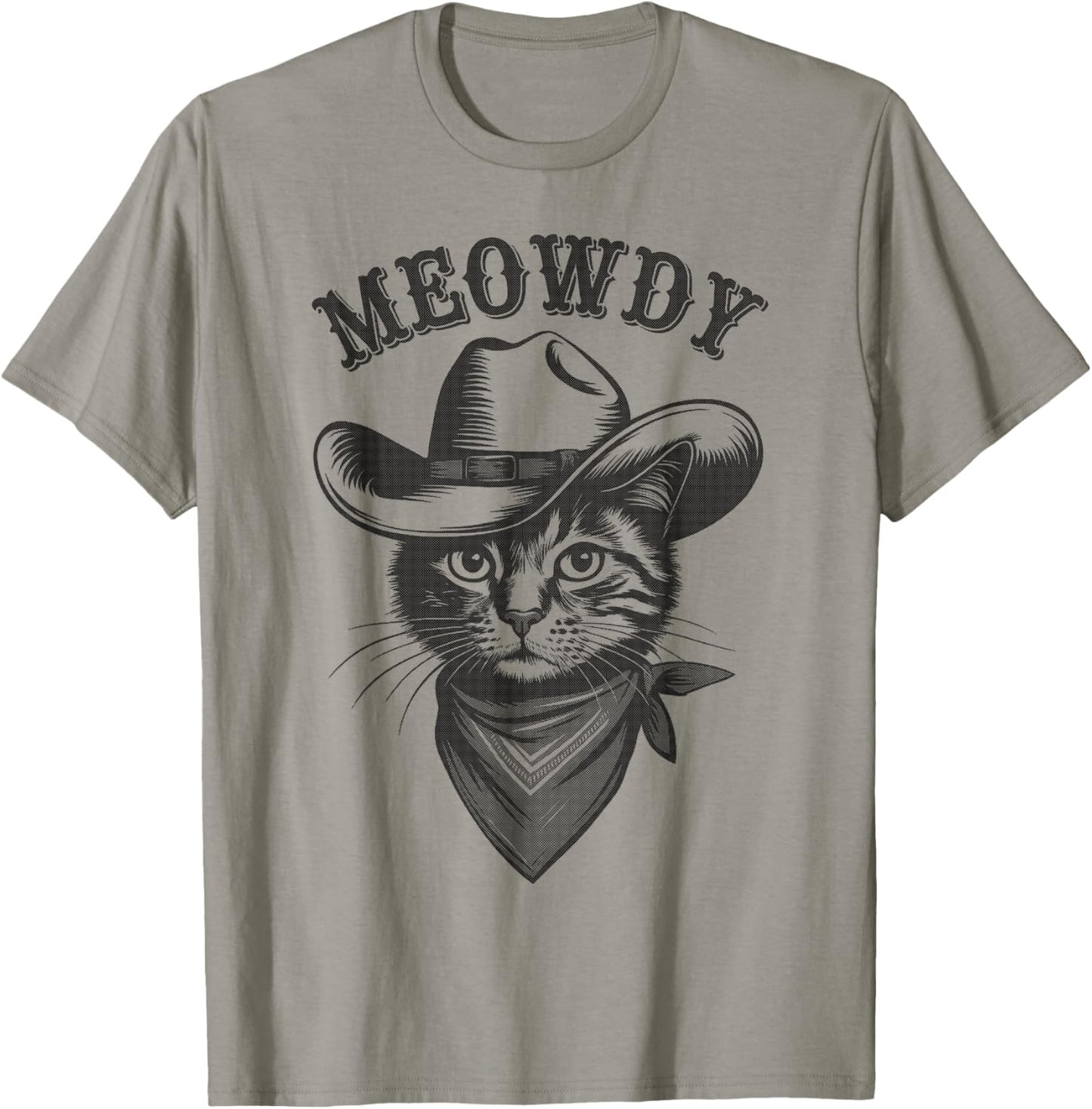 Meowdy Cat Funny Cowboy Western Graphic Cat Lady Cat Dad T-Shirt