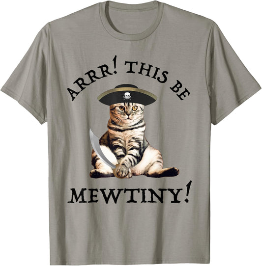 Arrr This Be Mewtiny Funny Pirate Cat T-Shirt