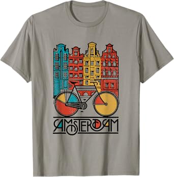 New Retro Bicycle Bike Amsterdam City T Shirt Jersey T-Shirt