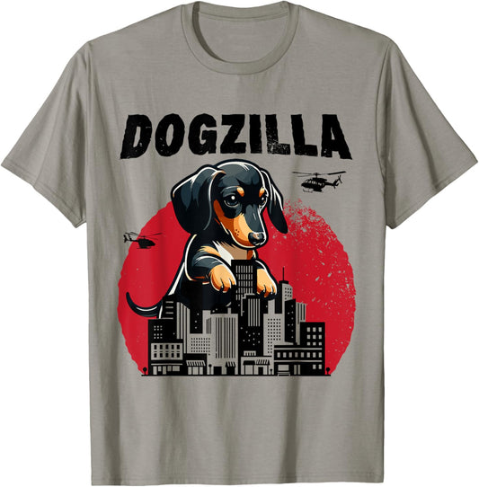 Dogzilla Funny Giant Dachshund Cute Wiener Dog in City T-Shirt