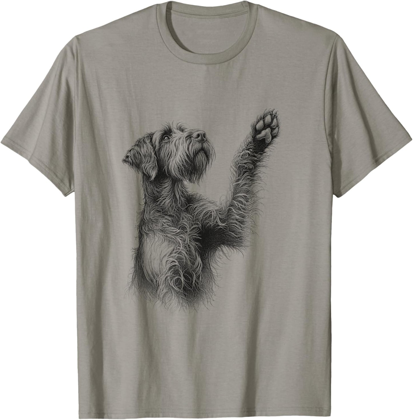 Wirehaired Pointing Griffon Raising Paw Dog Design T-Shirt