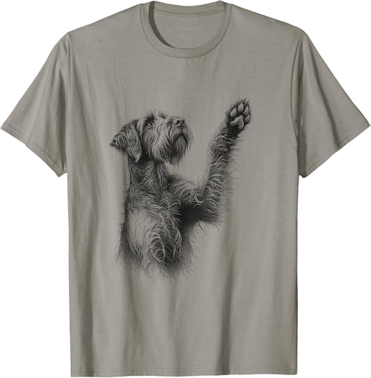 Wirehaired Pointing Griffon Raising Paw Dog Design T-Shirt