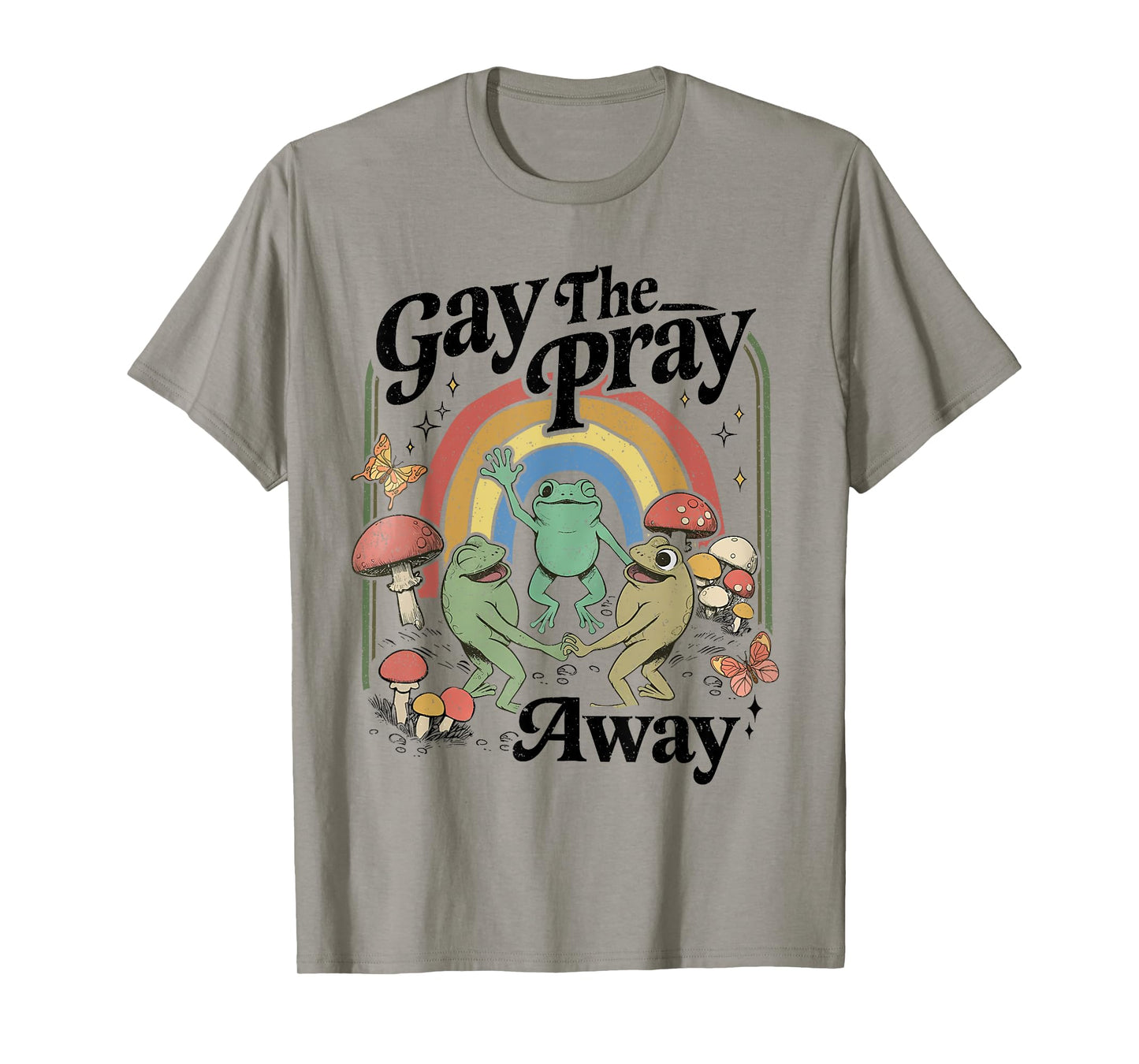 Gay The Pray Away Rainbow LGBT Pride Frogs Dancing T-Shirt
