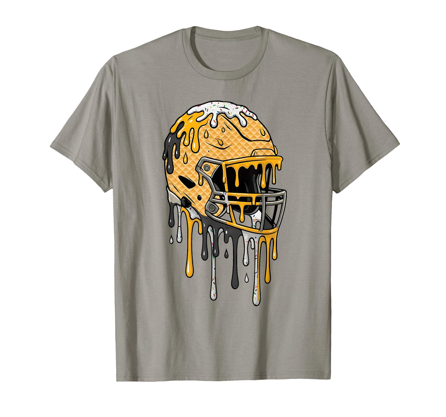 Football Helmet Black and Gold Ice Cream Drip Boys Kids T-Shirt