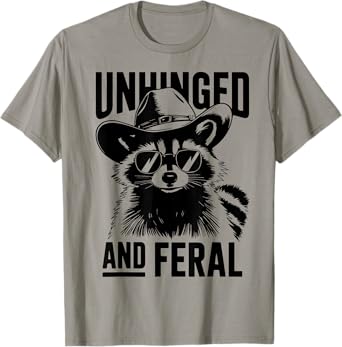 Raccoon Unhinged And Feral Funny Raccoon Cowboy T-Shirt