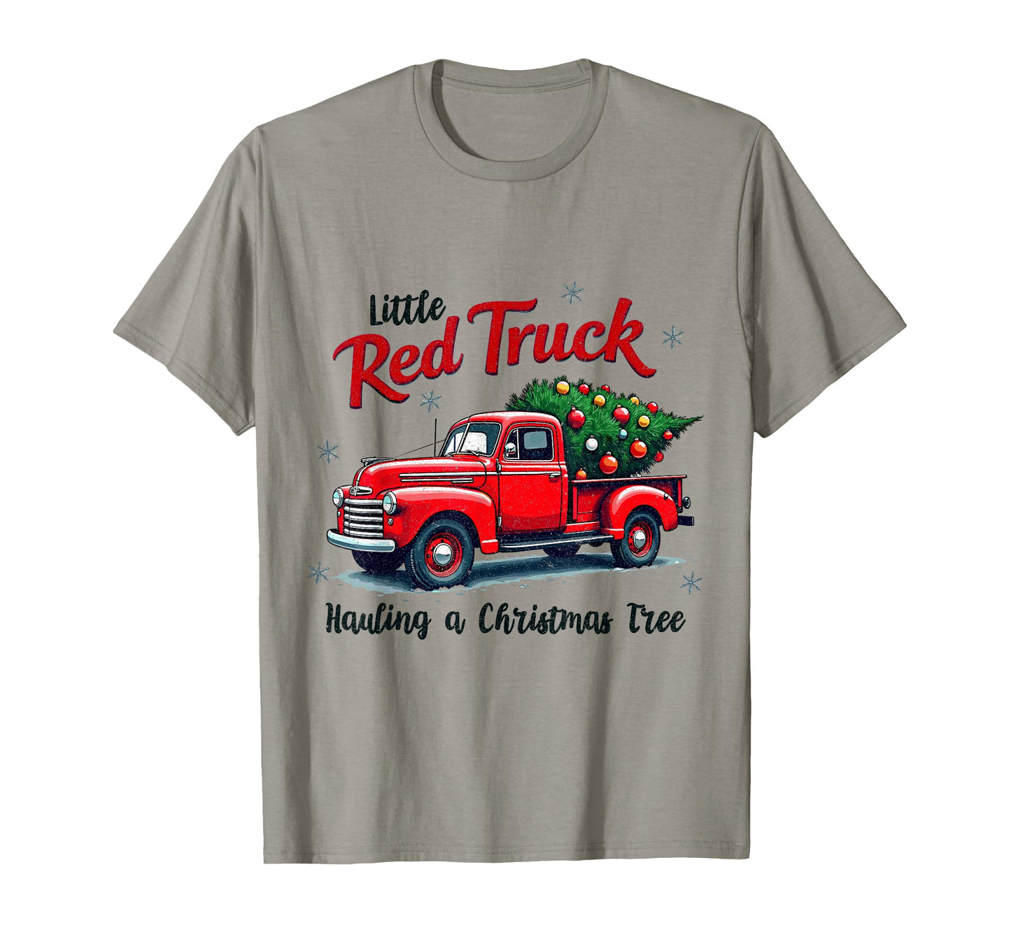 Little Red Truck Hauling a Christmas Tree Family Matching T-Shirt