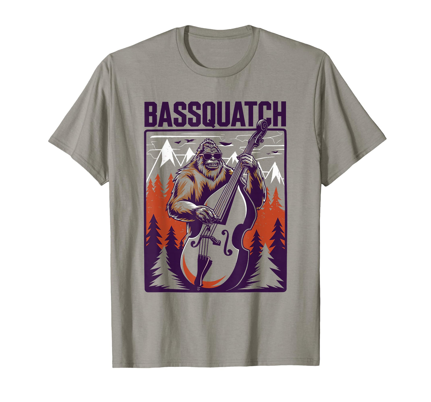 C.J.'s Sasquatch Bigfoot Double Bass Fiddle Gifts Bassquatch Bigfoot Double Bass Fiddle Upright Bass Sasquatch T-Shirt - Men's Yellow Small Classic Fit Crew Neck Short Sleeve Graphic T-Shirt