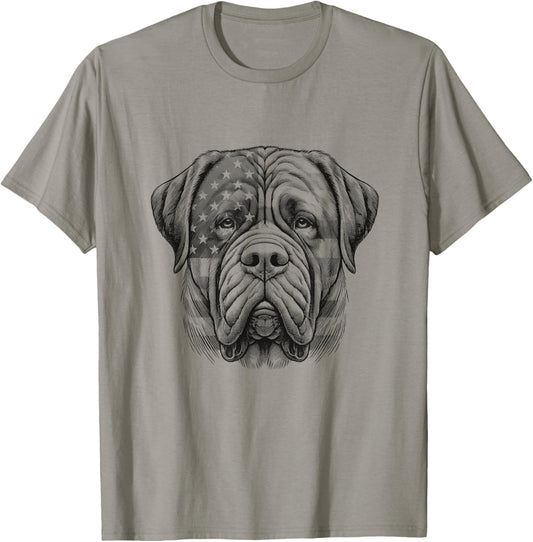English Mastiff Dog American Flag USA 4th of July Design T-Shirt