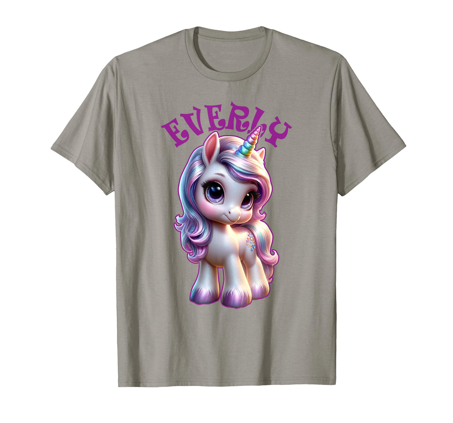 Everly Cute Unicorn Design for Girls Name Everly T-Shirt