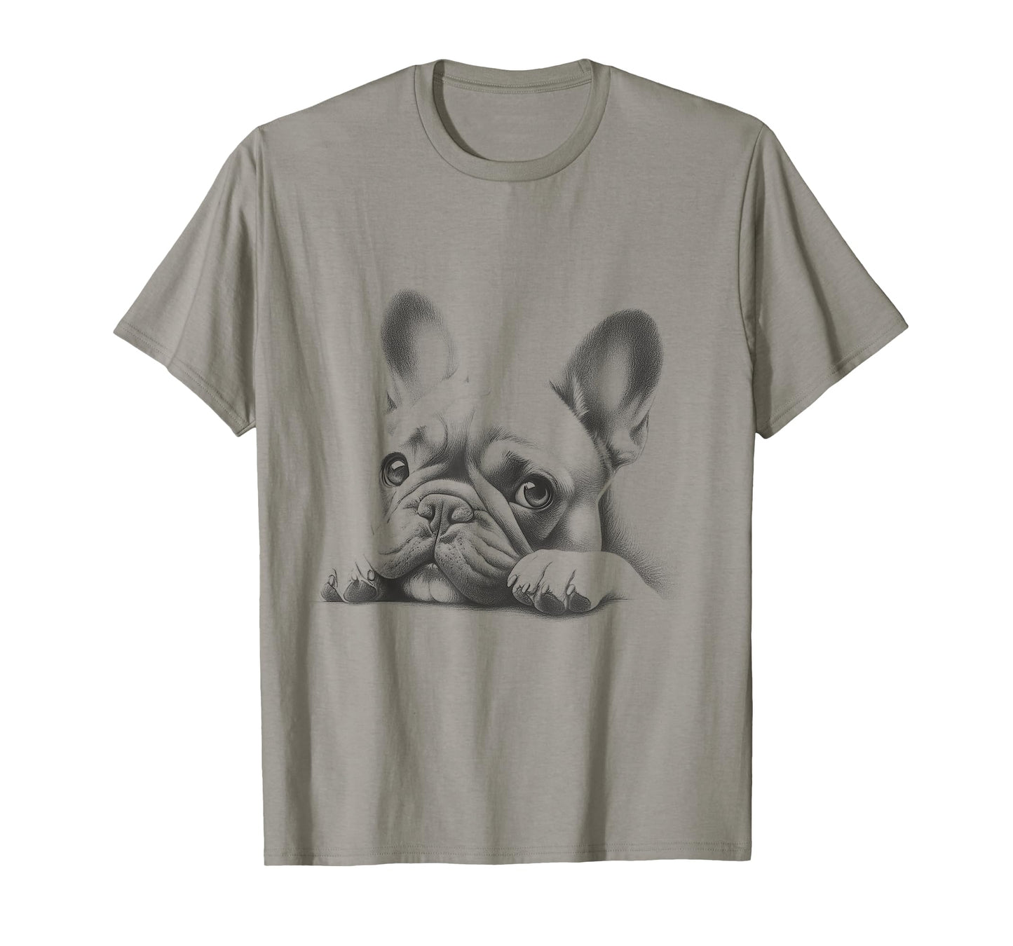 French Bulldog Peeking Frenchie Art Design For Men And Women T-Shirt
