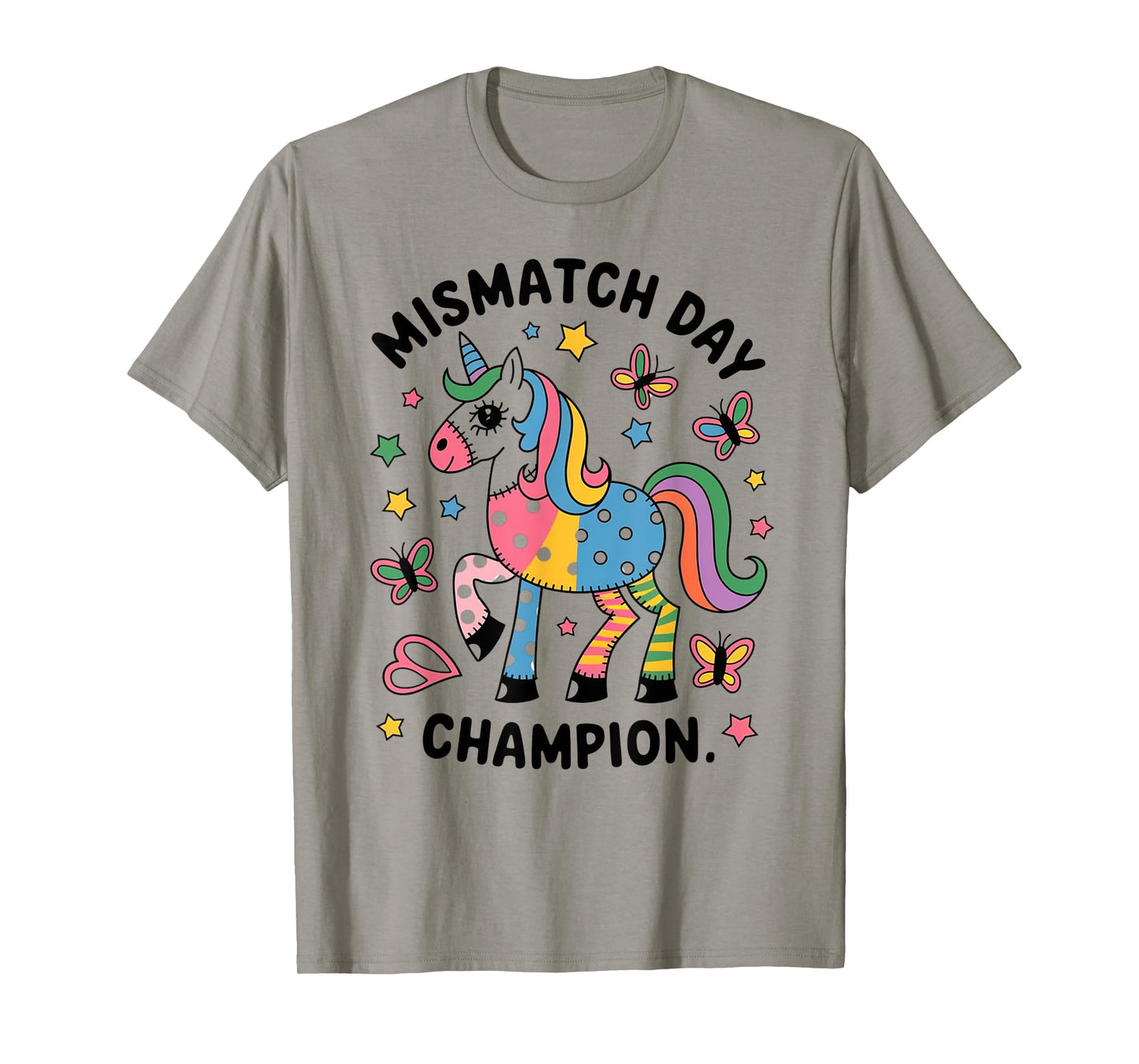 Mismatch Day Champion Funny Colorful Unicorn T-Shirt