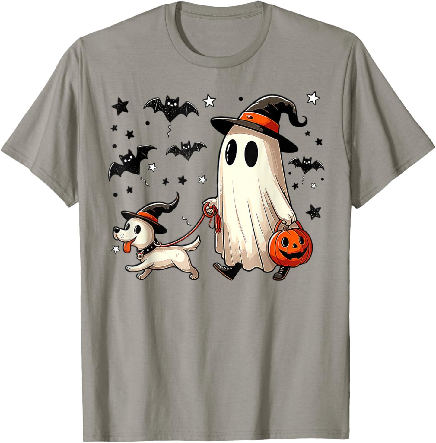 Ghost Walking Dog Spooky Season Halloween T-Shirt