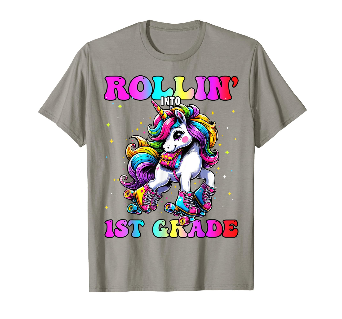 1st Grade Back To School First Day Girls Rollin Unicorn T-Shirt