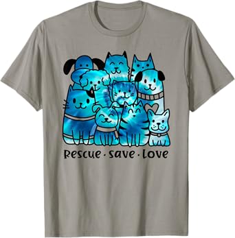 Rescue Save Love Cute Tie Dye Animal Rescue Dog Cat Lovers T-Shirt