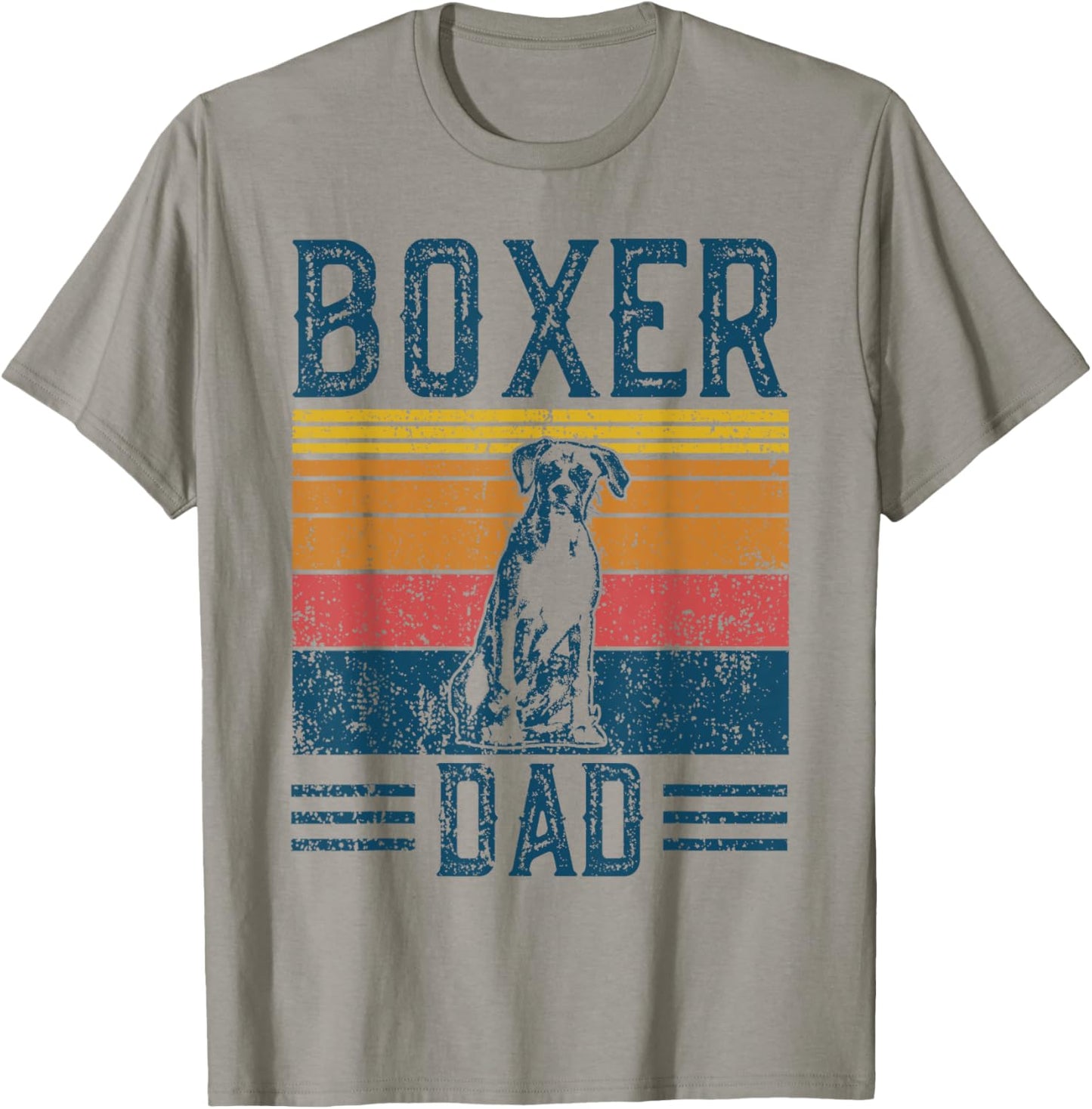 Retro Boxer Dad Geschenk Fr Herren - Vintage Dad Boxer Papa T-Shirt - Grey, Small - Modern, Letter Print, Crew Neck, Short Sleeve, Unisex-Adults