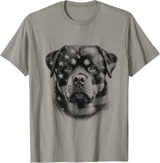 Rottweiler Rottie Dog American Flag 4th Of July Design Idea T-Shirt