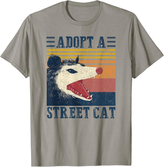 Adopt A Street Cat Funny Opossum Vintage T-Shirt