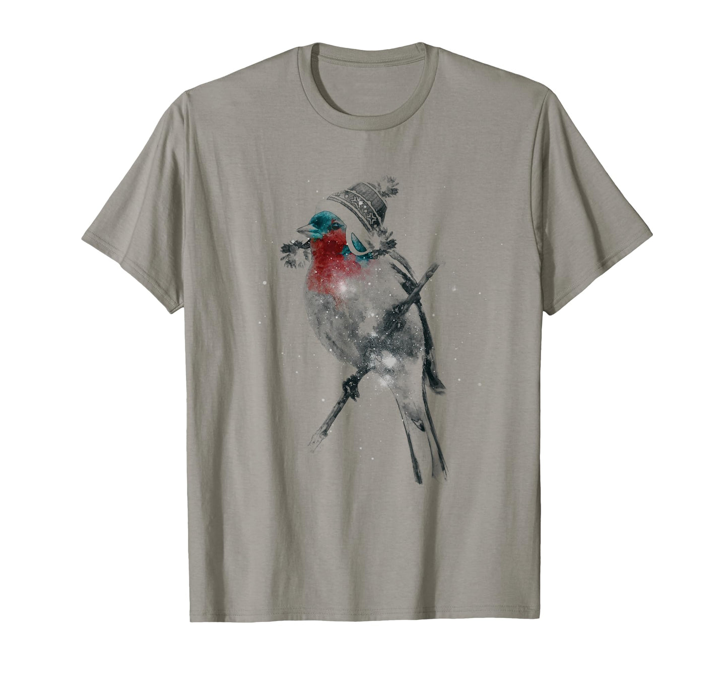 Cute Lovely Sparrow Bird Wearing Beanie Winter Hat T-Shirt