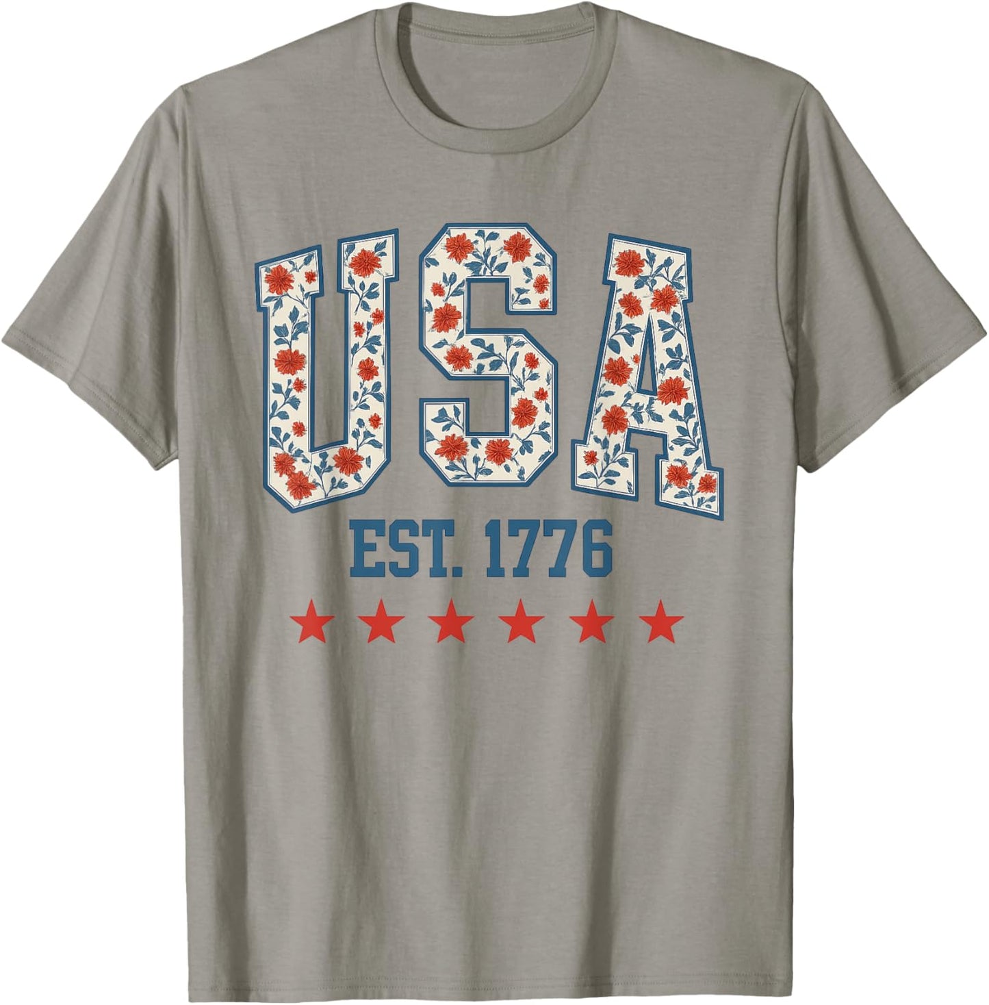 Floral USA Retro 4th Of July America Coquette T-Shirt