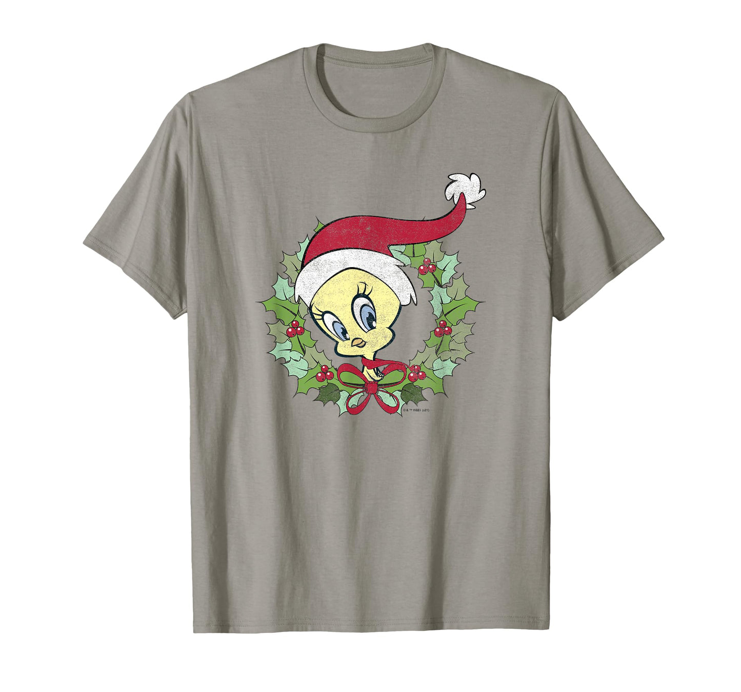 Looney Tunes Tweety Bird Christmas Wreath Santa Hat T-Shirt