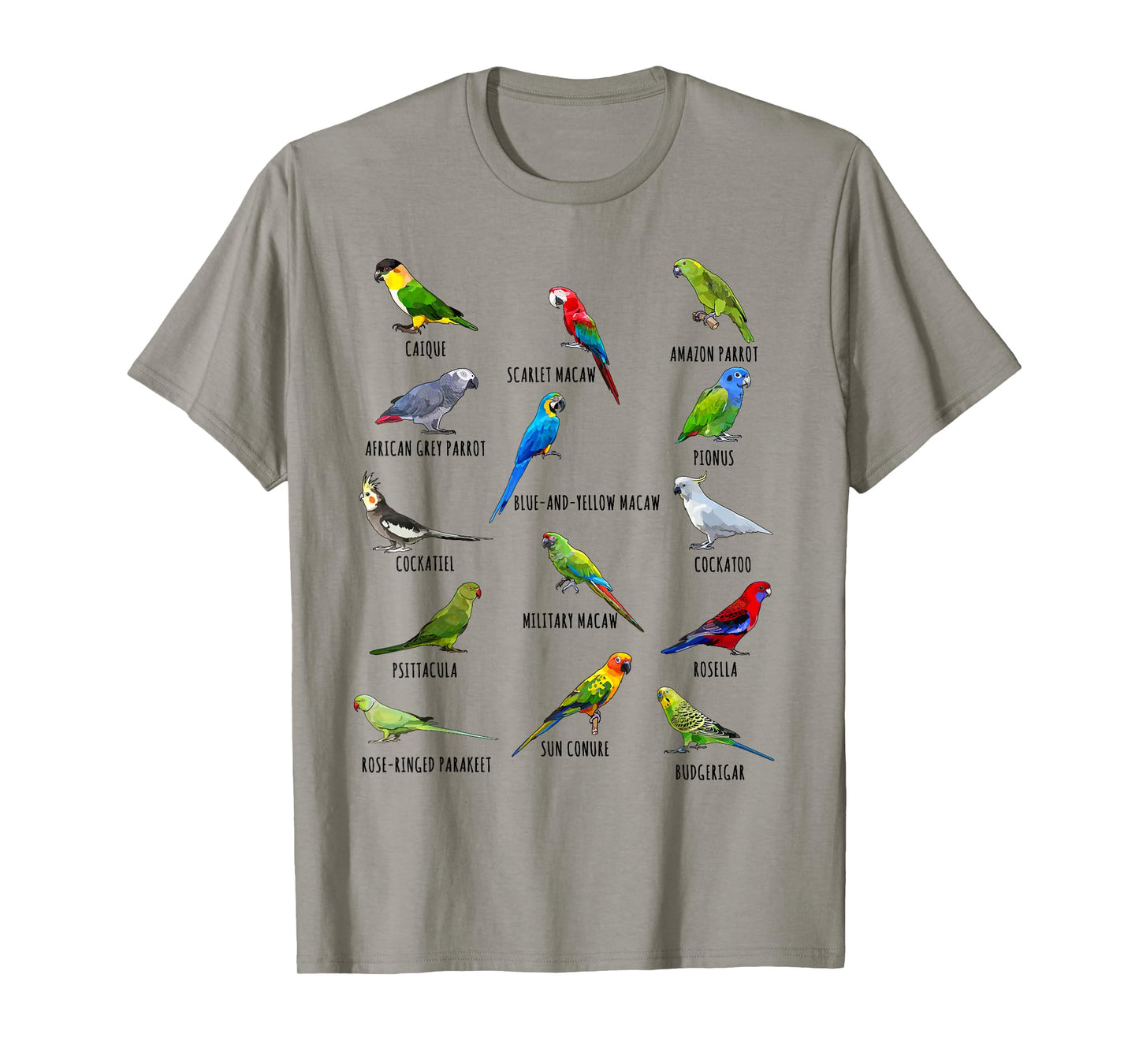 Different Parrot Species Biology Types Bird Identification T-Shirt