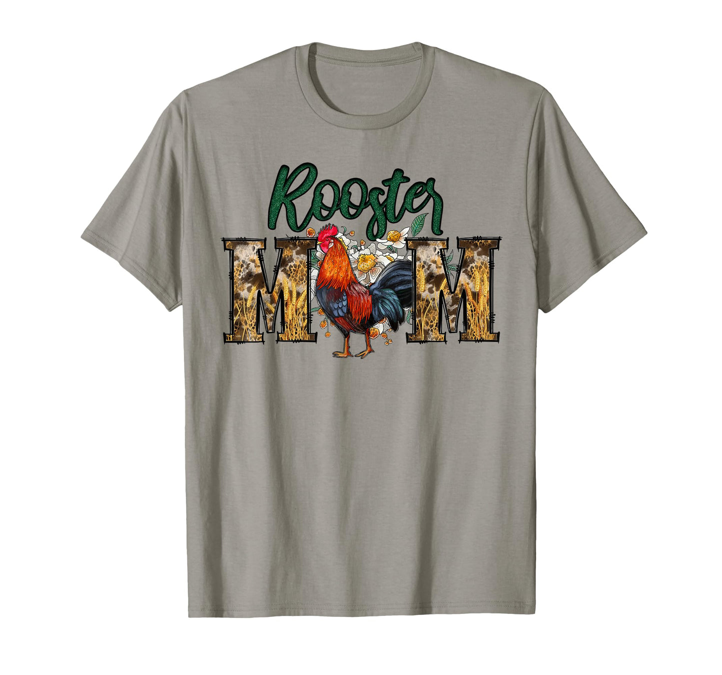 Rooster Mom Print Flowers for Mother's Day Chicken Lovers T-Shirt