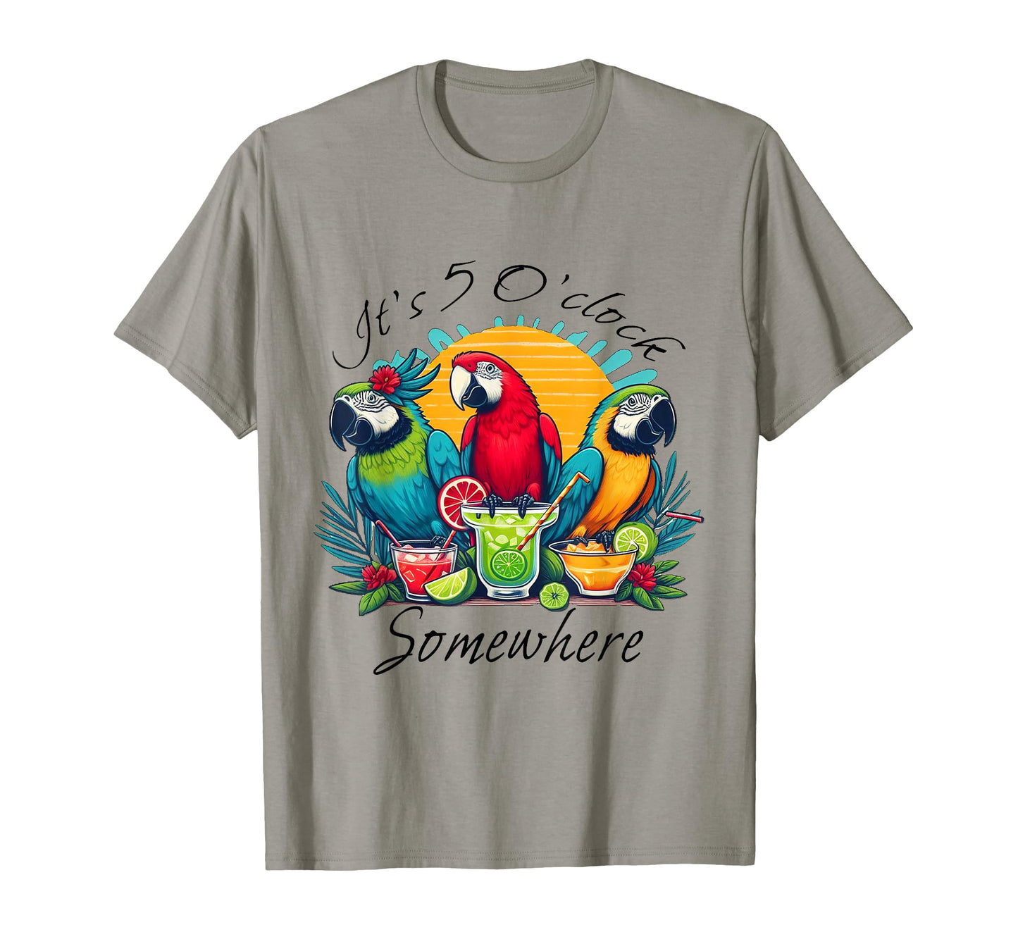 Parrots Drinking Margarita Shirt,It's 5 O'clock Somewhere T-Shirt