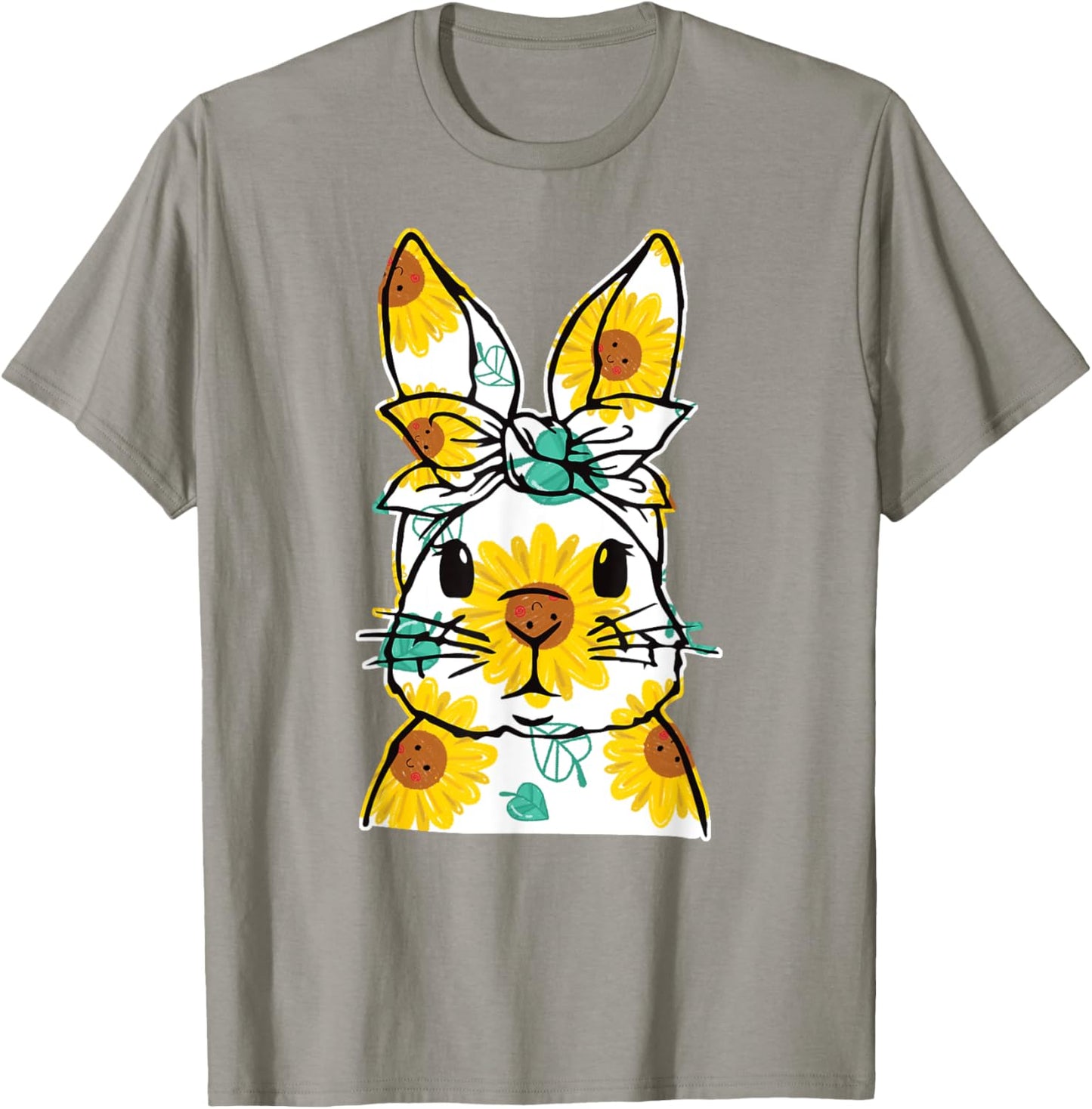 Happy Easter Bunny Sunflower Flower Easter Rabbit Face Women T-Shirt
