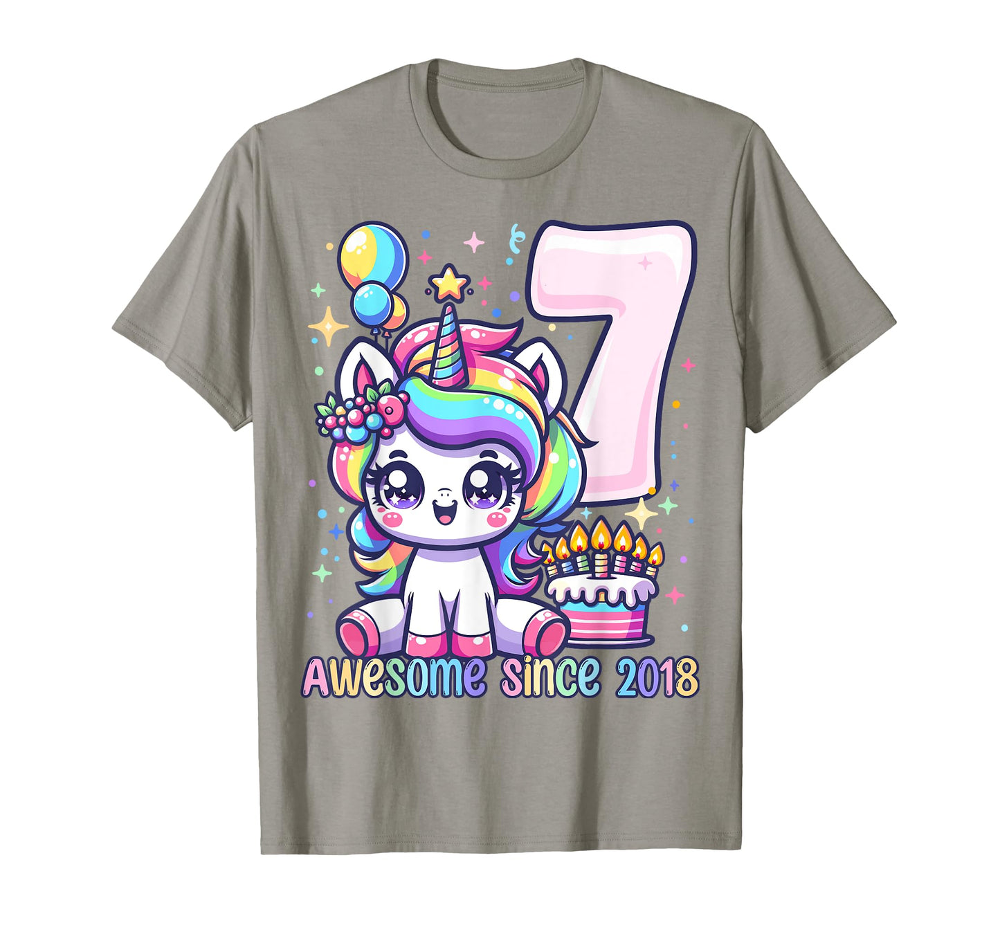 Unicorn 7th Birthday 7 Year Old Unicorn Party Girls Outfit T-Shirt
