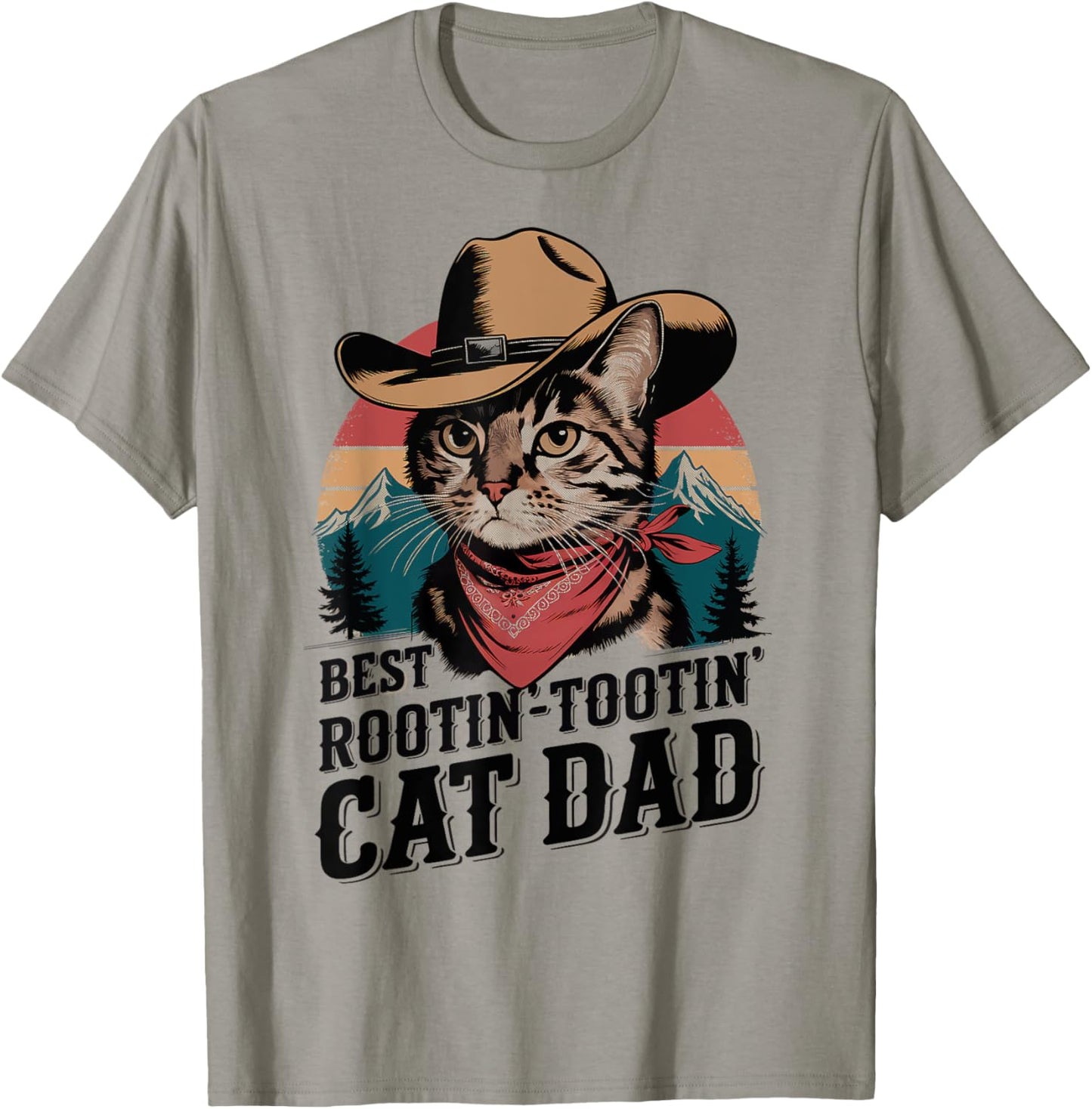 Cat Dad Cat Shirt Funny Fathers Day Cowboy Rootin Tootin T-Shirt