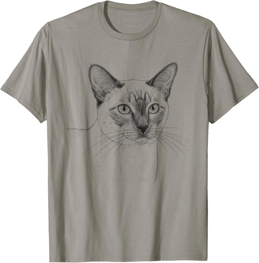 Siamese Cat Sketch Art Design T-Shirt