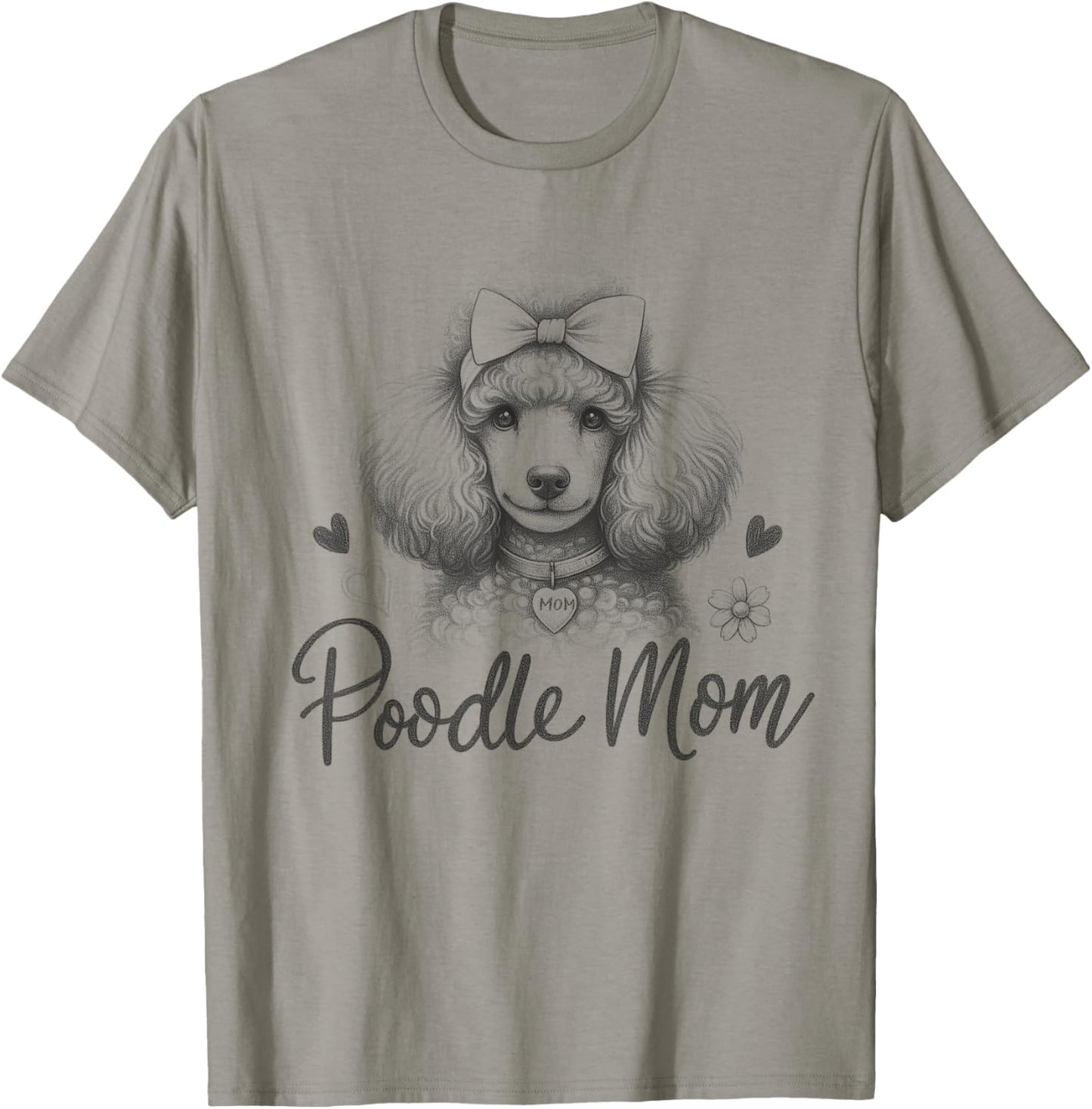 Cute Poodle Mom Sketch Design For Women T-Shirt