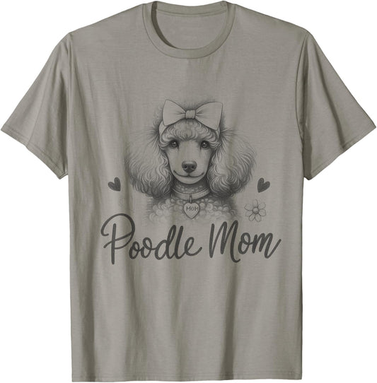 Cute Poodle Mom Sketch Design For Women T-Shirt