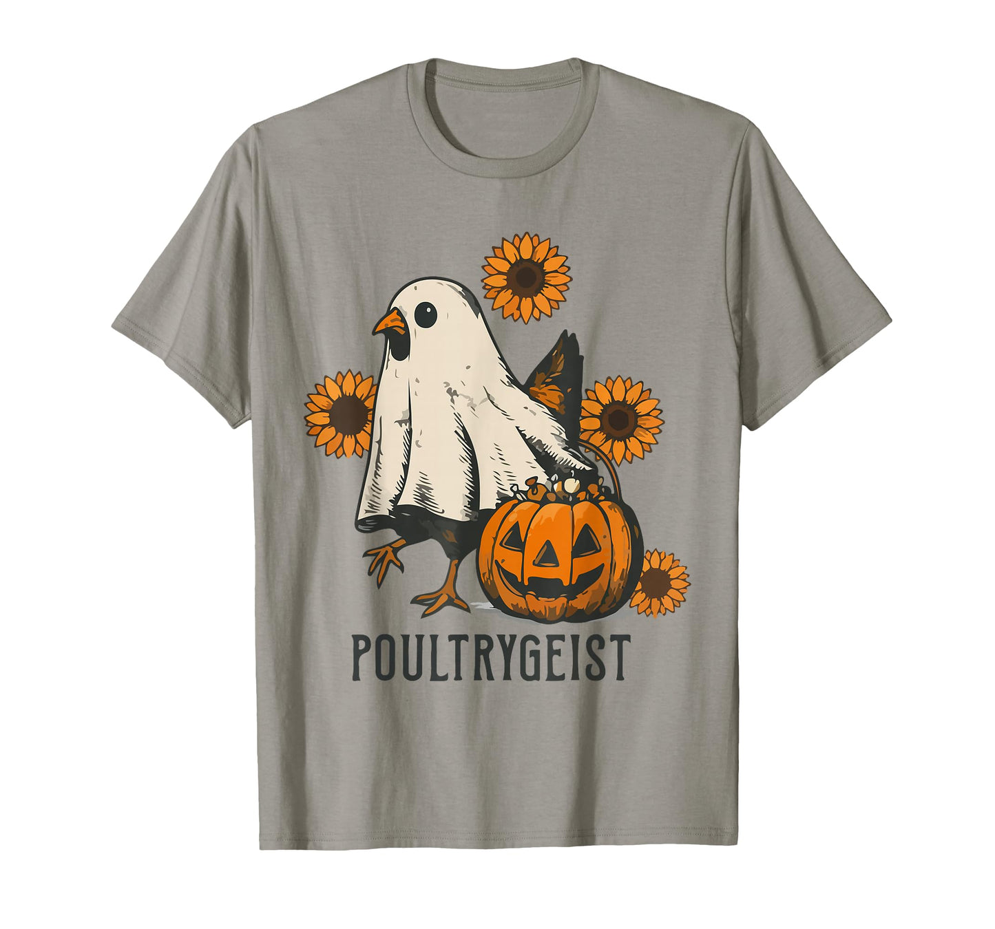 Poultrygeist Sunflower Chicken Ghost Halloween Spooky Season T-Shirt