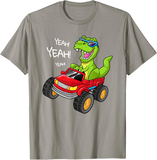 Yeah T-Rex Monster Truck Shirt Birthday Boy Dinosaur Dino T-Shirt