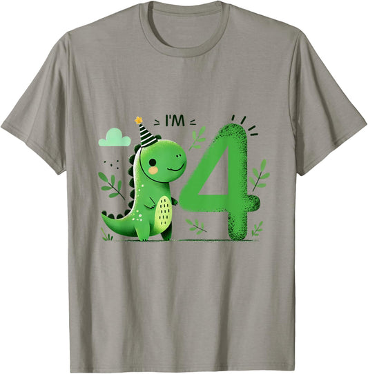 Cute Four Rex Birthday Party Dinosaur 4 Years Old Boy Kids T-Shirt