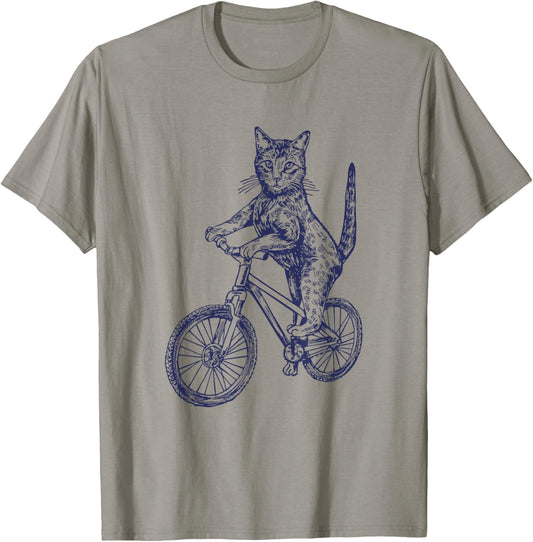 Cat Cycling Bicycle Funny Biker Cute Animal Biking Cool Bike T-Shirt