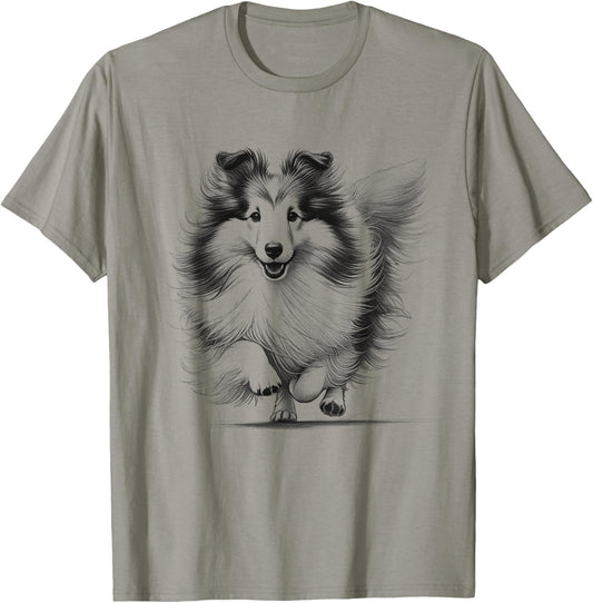 Shetland Sheepdog Dog Sheltie Running Design T-Shirt