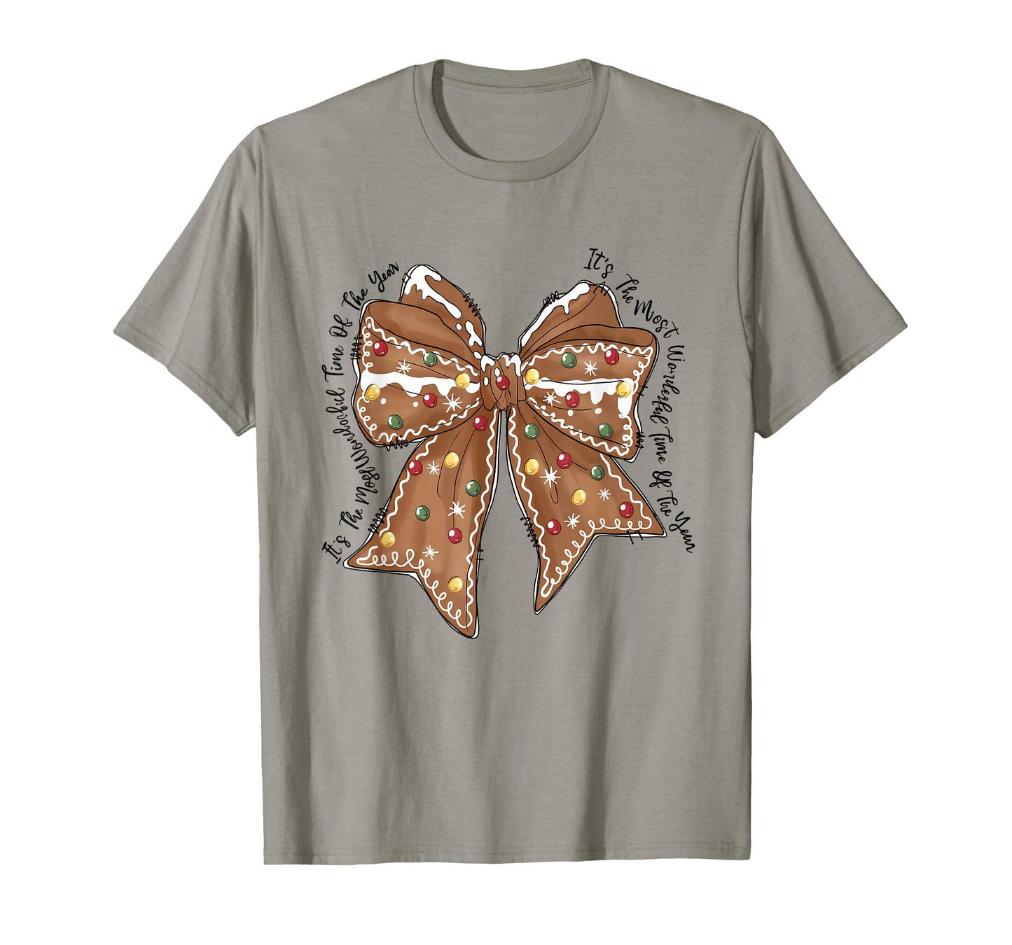 Funny Christmas Outfit for Men Women Kids Christmas Gingerbread Coquette Bow Xmas T-Shirt