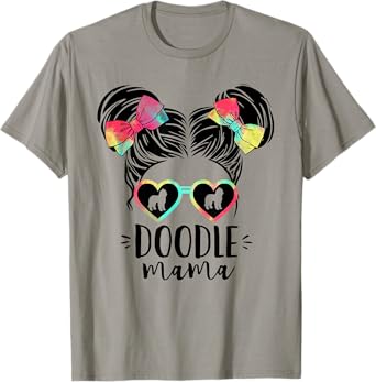 Doodle Mama Gifts Double Bun Hair Goldendoodle Gifts Dog Mom T-Shirt