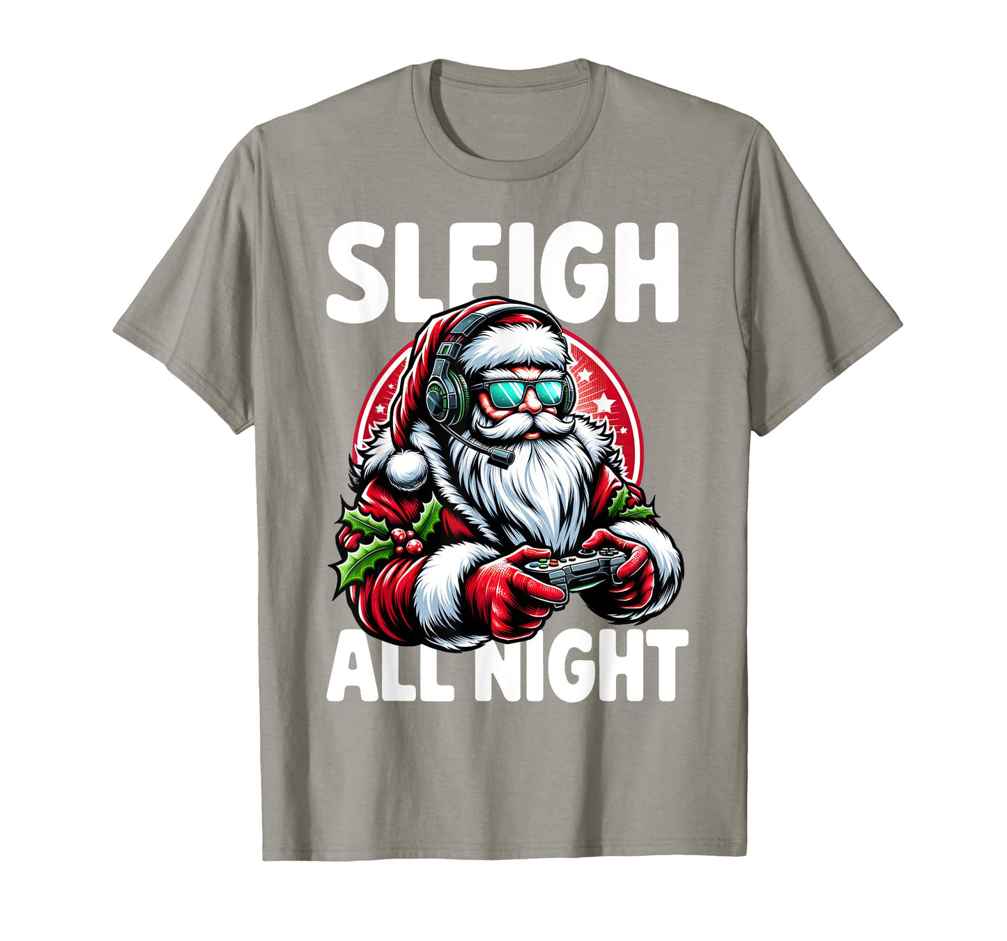 Christmas Gamer Boys Sleigh All Night Video Game Santa Xmas T-Shirt
