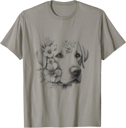 Floral Labrador Retriever Lab Flower Dog Mom Design T-Shirt