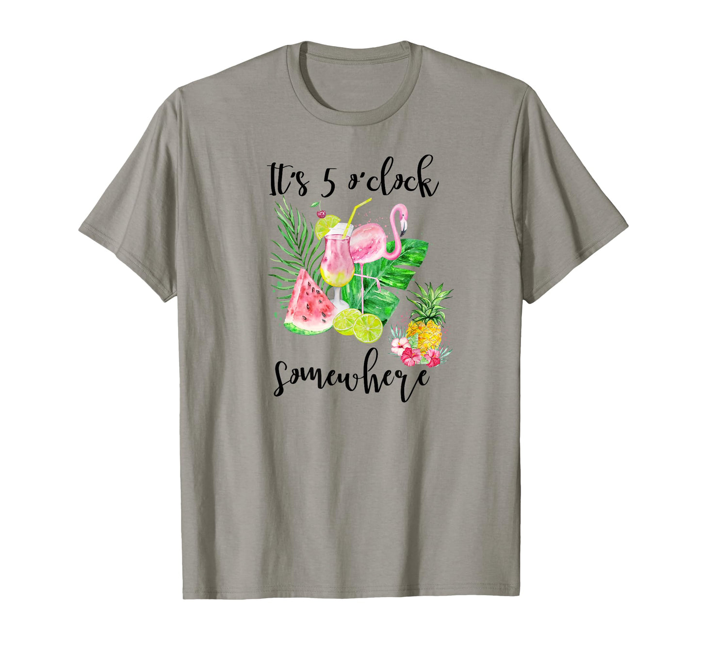 It's 5 Oclock Somewhere Funny Flamingo Drinking a Margarita T-Shirt
