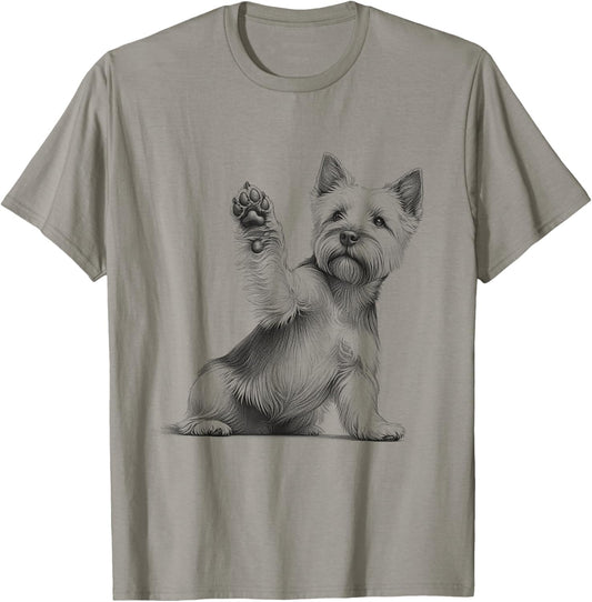 Norwich Terrier Dog Raising Paw Design T-Shirt