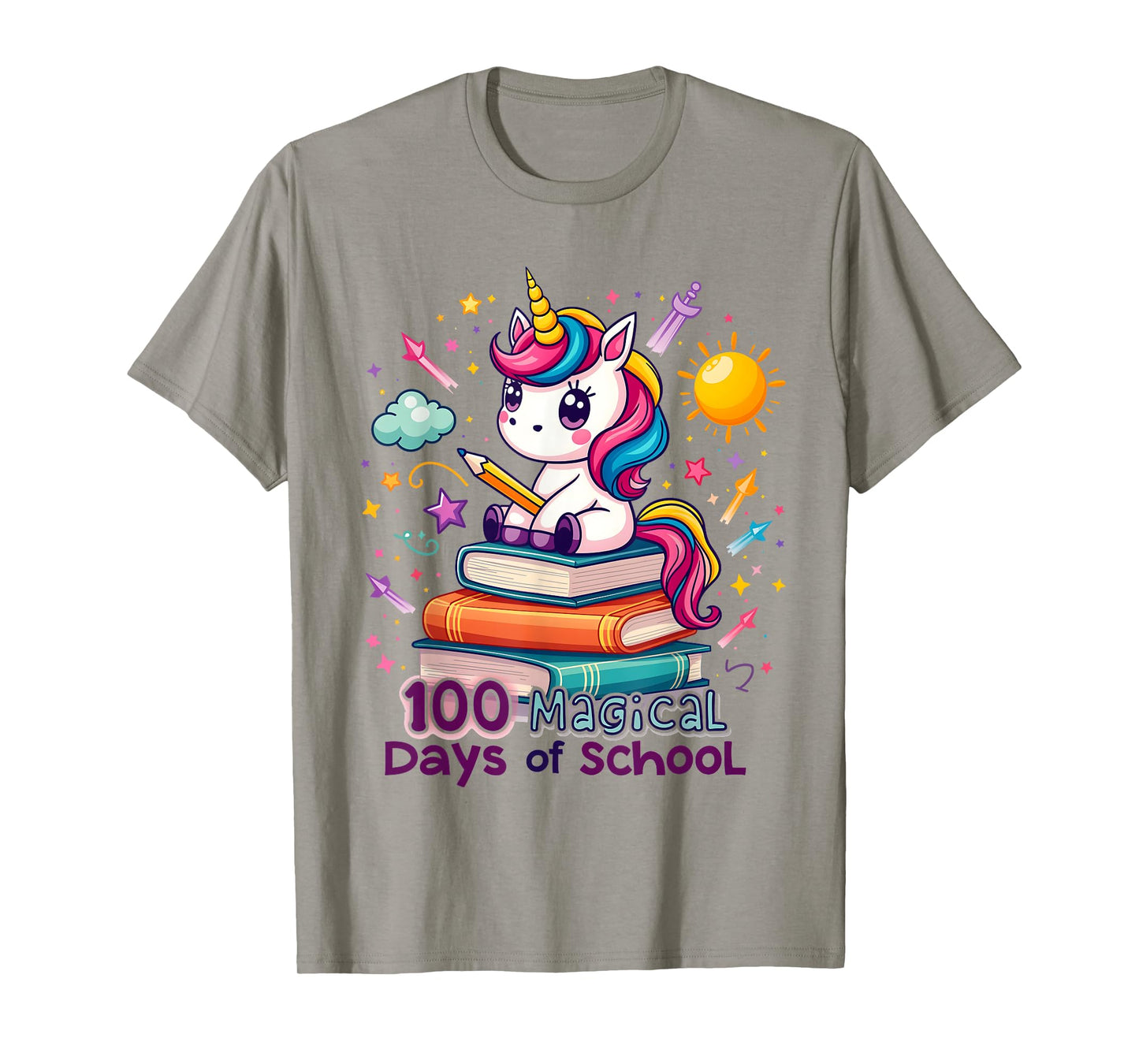100 Magical Days of School Funny Unicorn Student Teacher T-Shirt