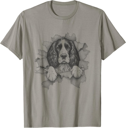 English Springer Spaniel Dog Peeking Design T-Shirt