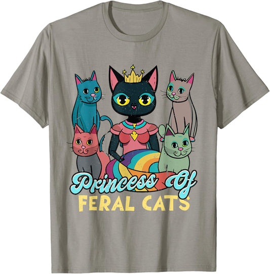 Anime Black Cat Princess Of Feral Cats Manga Kitten Lover T-Shirt
