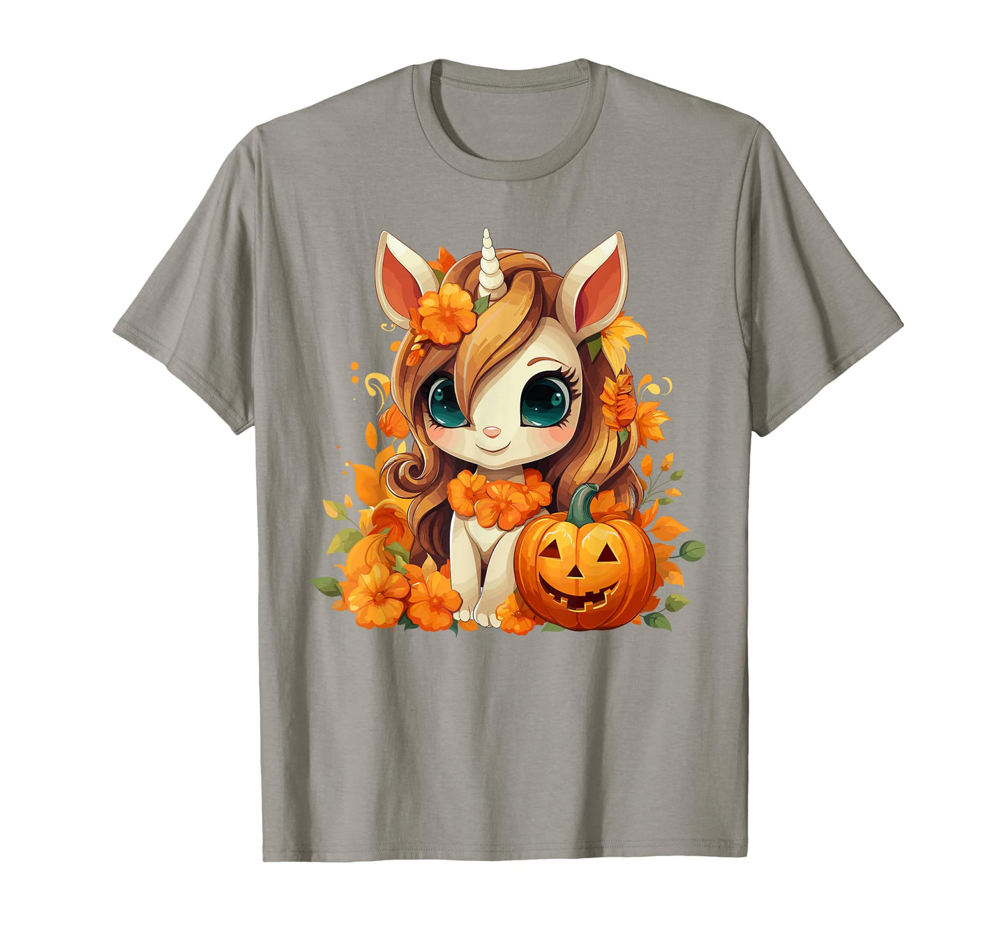 Cute Unicorn Pumpkin Girls Kids Halloween Thanksgiving T-Shirt
