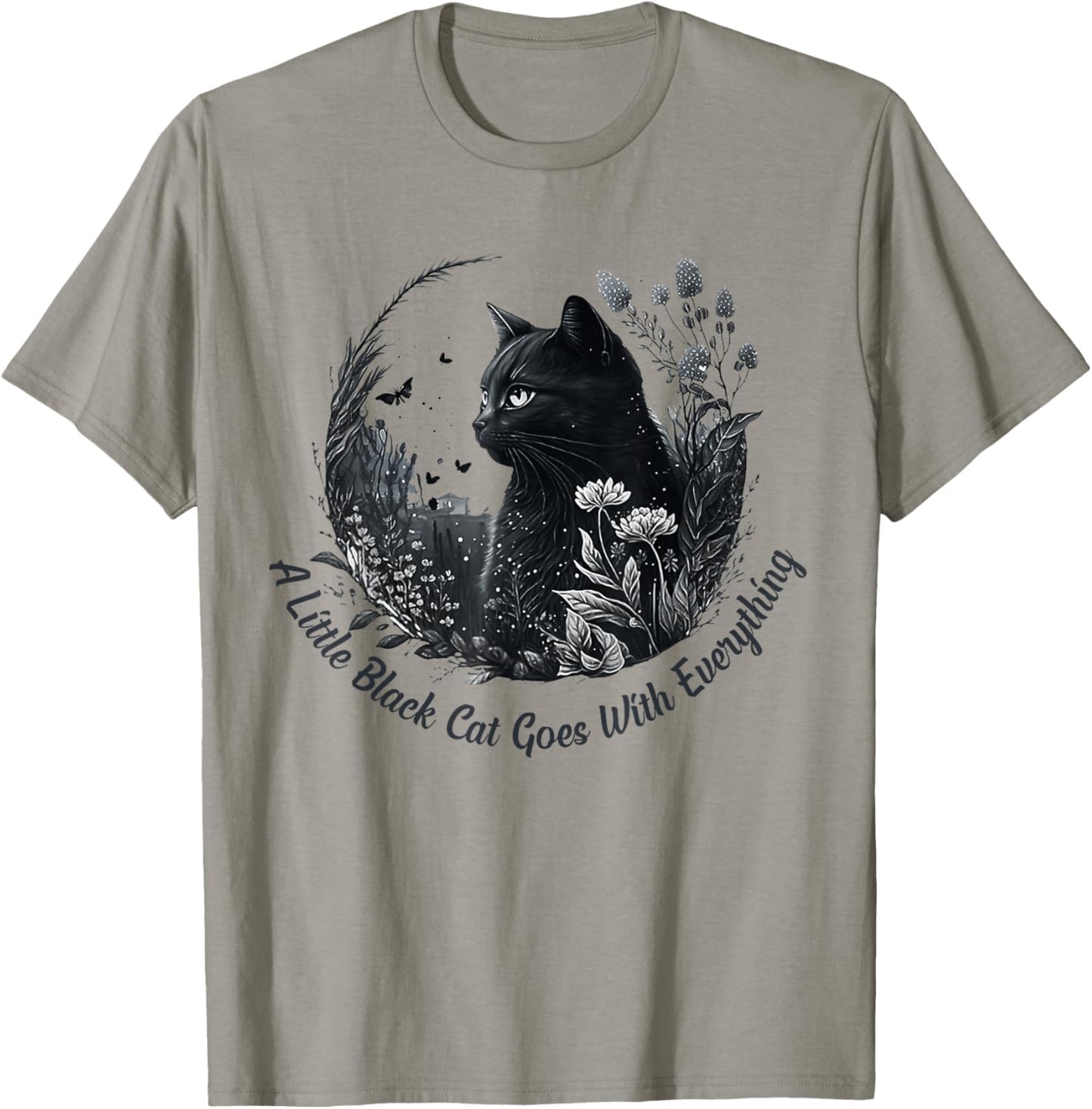 Funny Cat Saying - A Little Black Cat Goes With Everything T-Shirt