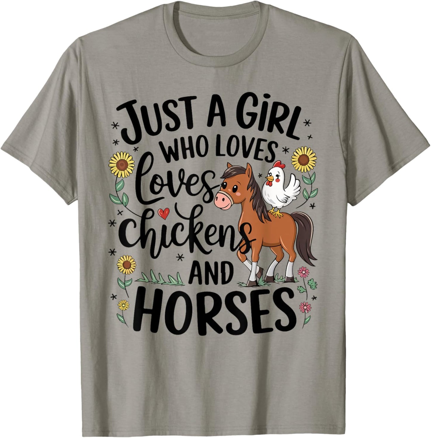 Just A Girl Who Loves Chicken & Horses Farming Farmer Women T-Shirt